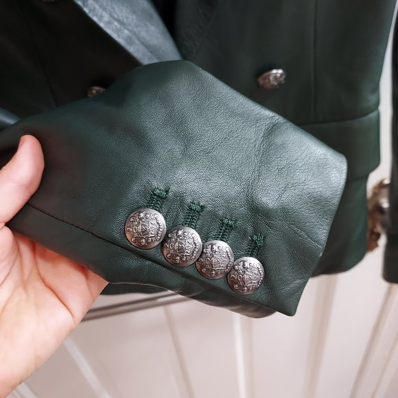 Veronica Beard Cooke Leather Green Jacket  Blazer - Picture 3 of 7